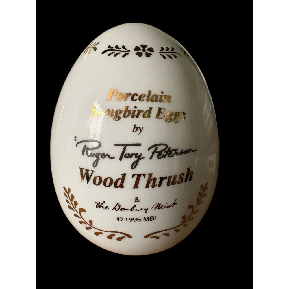 Danbury Mint Roger Tory Peterson Porcelain Songbird Egg Wood Thrush 1995 - Picture 5 of 6